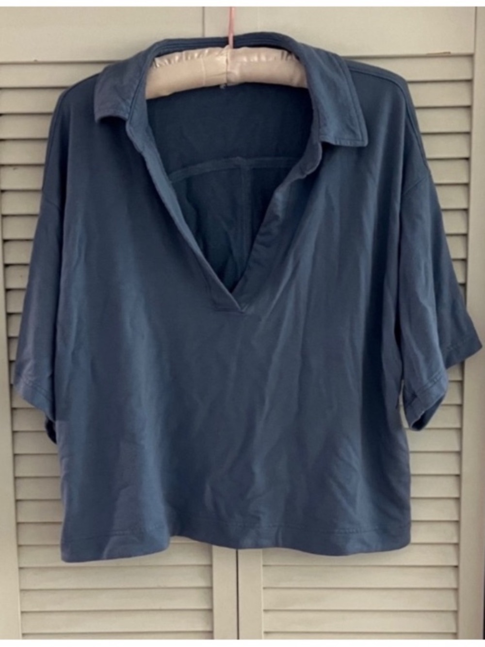 Athleta Westwood Periwinkle Collared Sweatshirt Oversized Tee XS - Picture 2 of 8